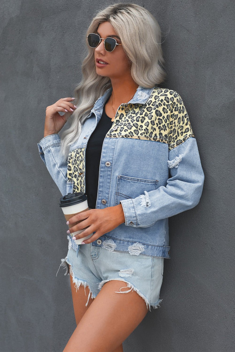 Fashionsarah.com Leopard Denim Jacket