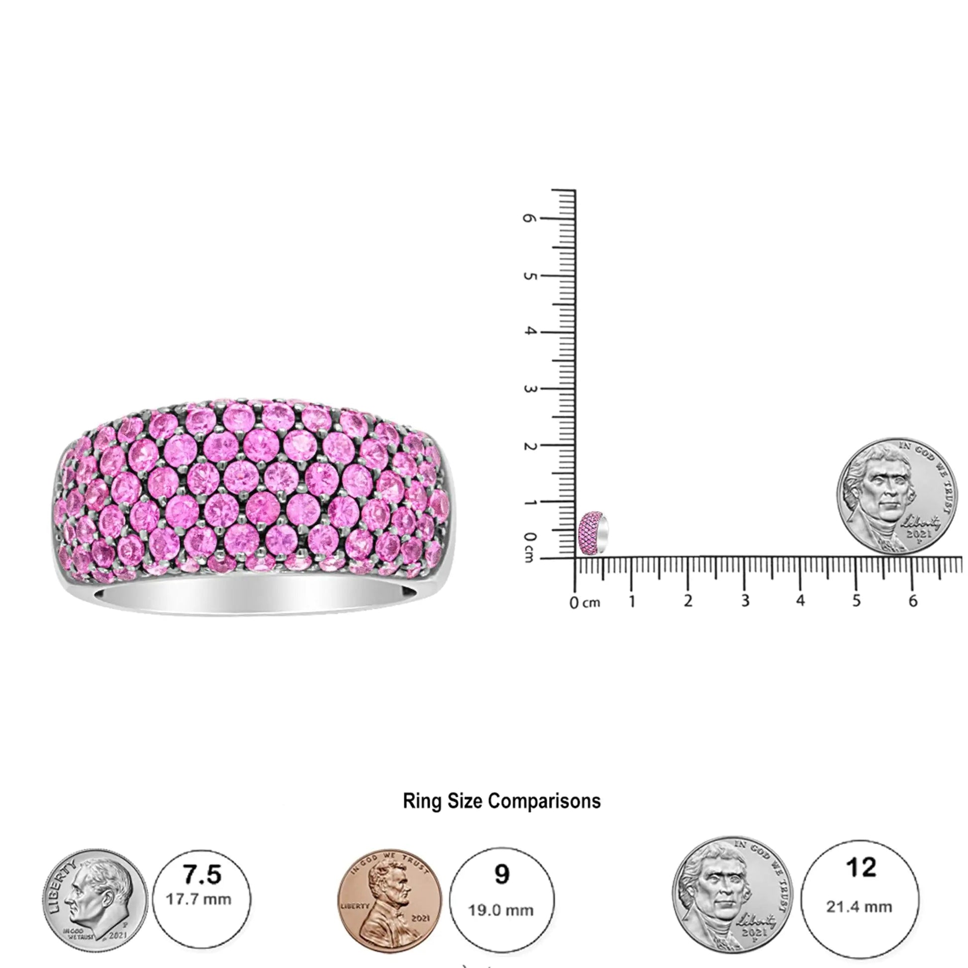 18K White Gold and Black Rhodium Multi Row Pink Sapphire Classic Band Ring | Fashionsarah.com