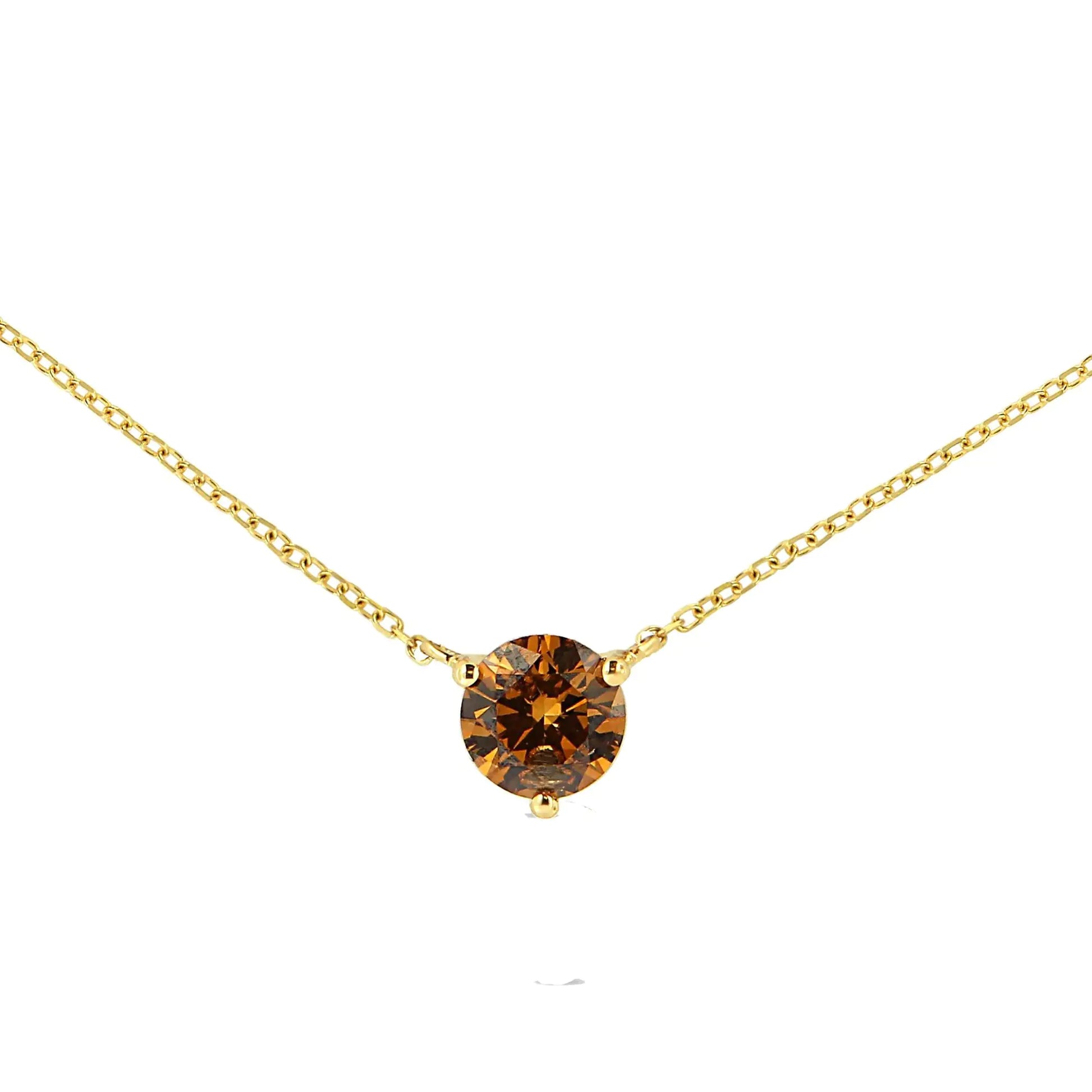 14K Yellow Gold 1/2 Cttw Martini Set Lab Grown Yellow Diamond Solitaire 18" Pendant Necklace (Yellow Color, VS2-SI1 Clarity) | Fashionsarah.com