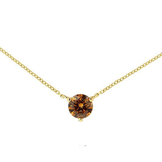 14K Yellow Gold 1/2 Cttw Martini Set Lab Grown Yellow Diamond Solitaire 18" Pendant Necklace (Yellow Color, VS2-SI1 Clarity) | Fashionsarah.com