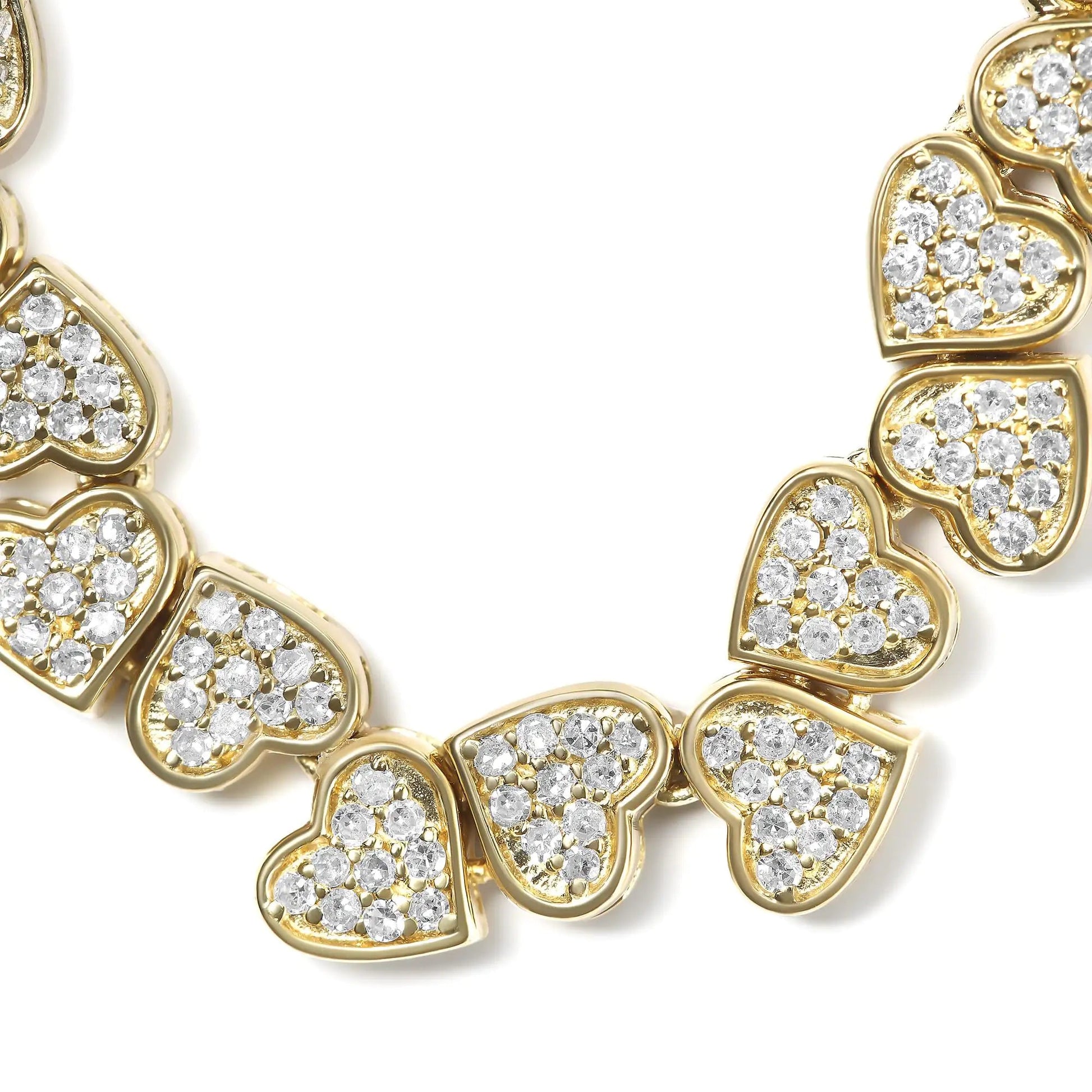 Yellow Gold Plated .925 Sterling Silver 1/2 Cttw Diamond Sideways Hearts Bolo Bracelet (H-I Color, I1-I2 Clarity) - 4”-10” Adjustable | Fashionsarah.com