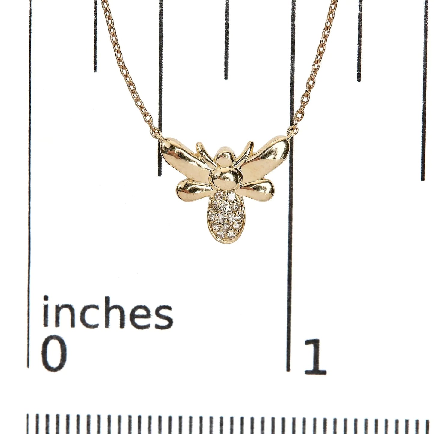 10K Yellow Gold Diamond Accented Bumble Bee Pendant 18" Inch Necklace (H-I Color, I1-I2 Clarity) | Fashionsarah.com