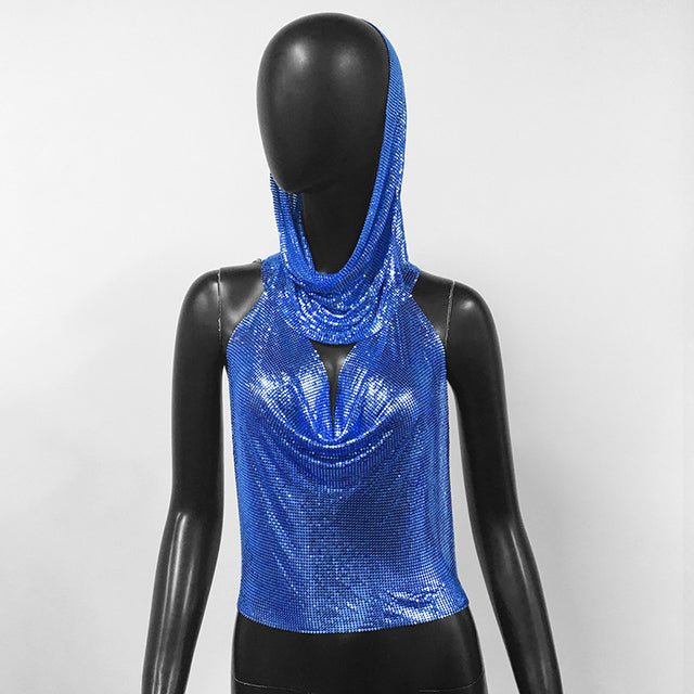 Women Metallic Tops with Headscarf | Fashionsarah.com