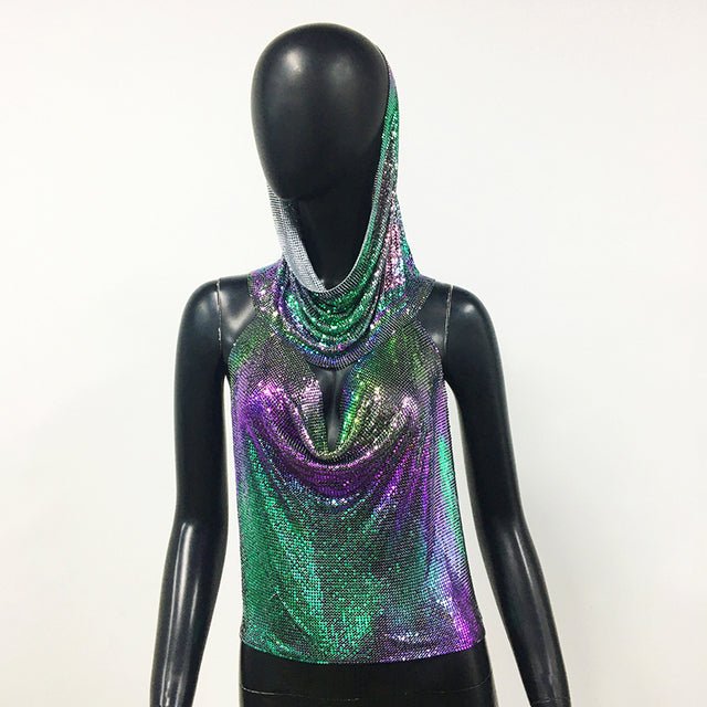 Fashionsarah.com Metallic Tops with Headscarf