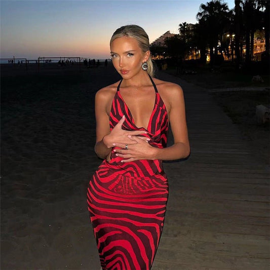 Fashionsarah.com Summer Striped Split Dress