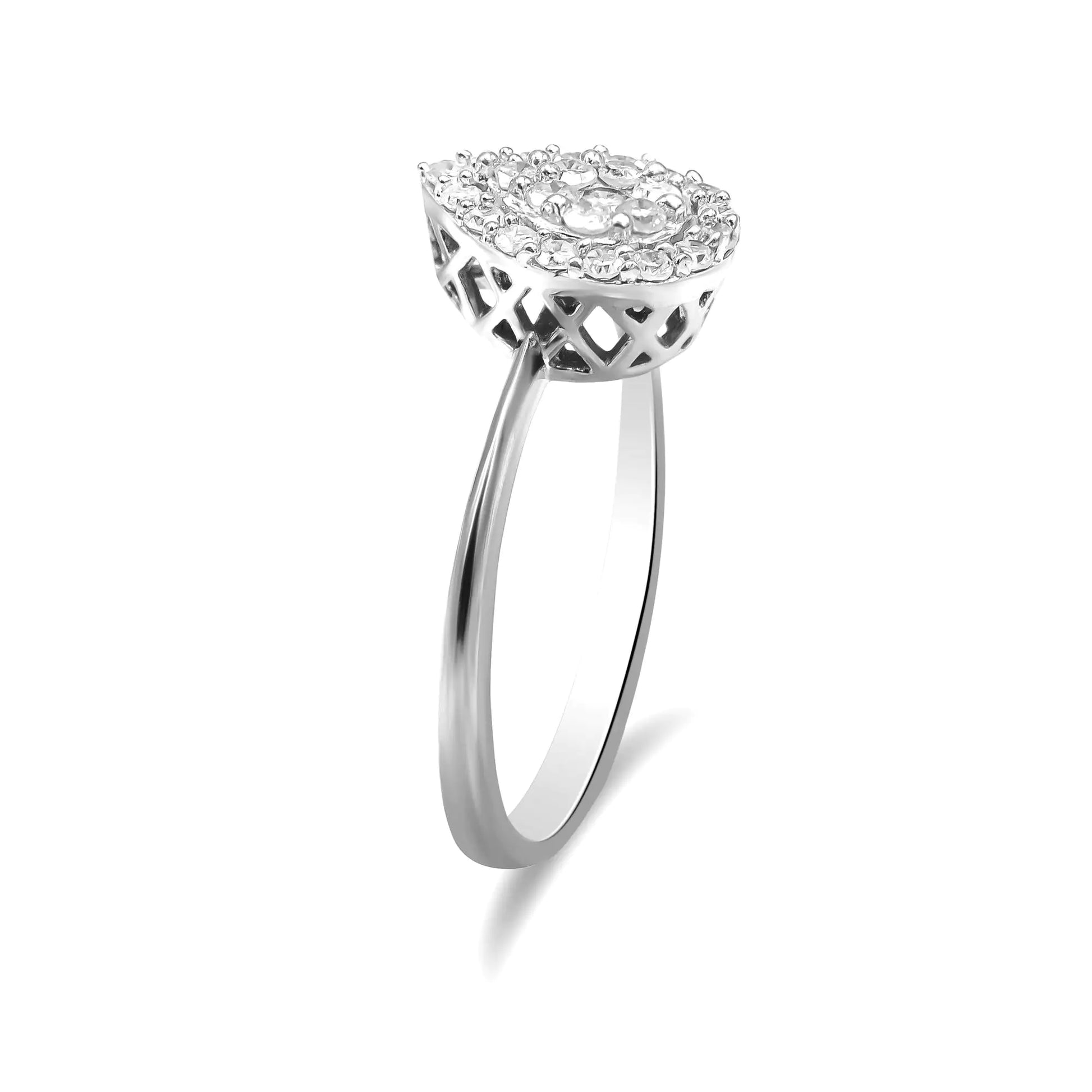 10K White Gold 3/8 Cttw Round-Cut Lab Grown Diamond Cluster Pear Promise Ring (G-H Color, VS2-SI1 Clarity) | Fashionsarah.com