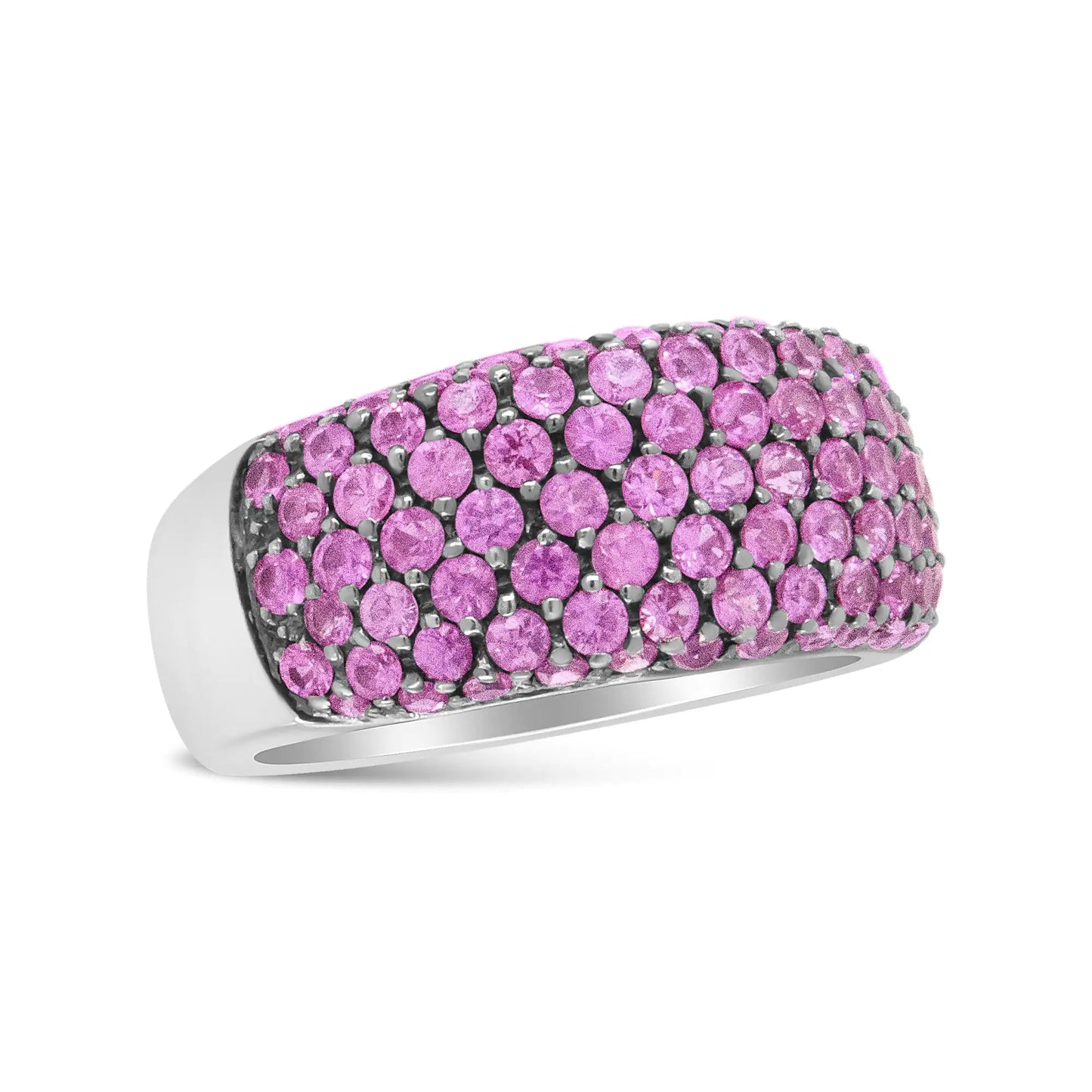 18K White Gold and Black Rhodium Multi Row Pink Sapphire Classic Band Ring | Fashionsarah.com