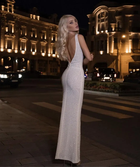 Shiny Slim Backless Long Dress | Fashionsarah.com