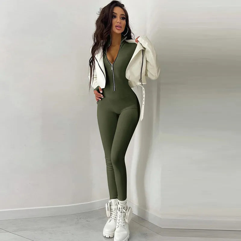 Long Sleeve Zipper Jumpsuit | Fashionsarah.com