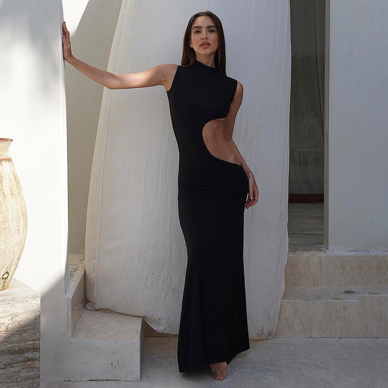 Black Hollow Out Long Dress | Fashionsarah.com