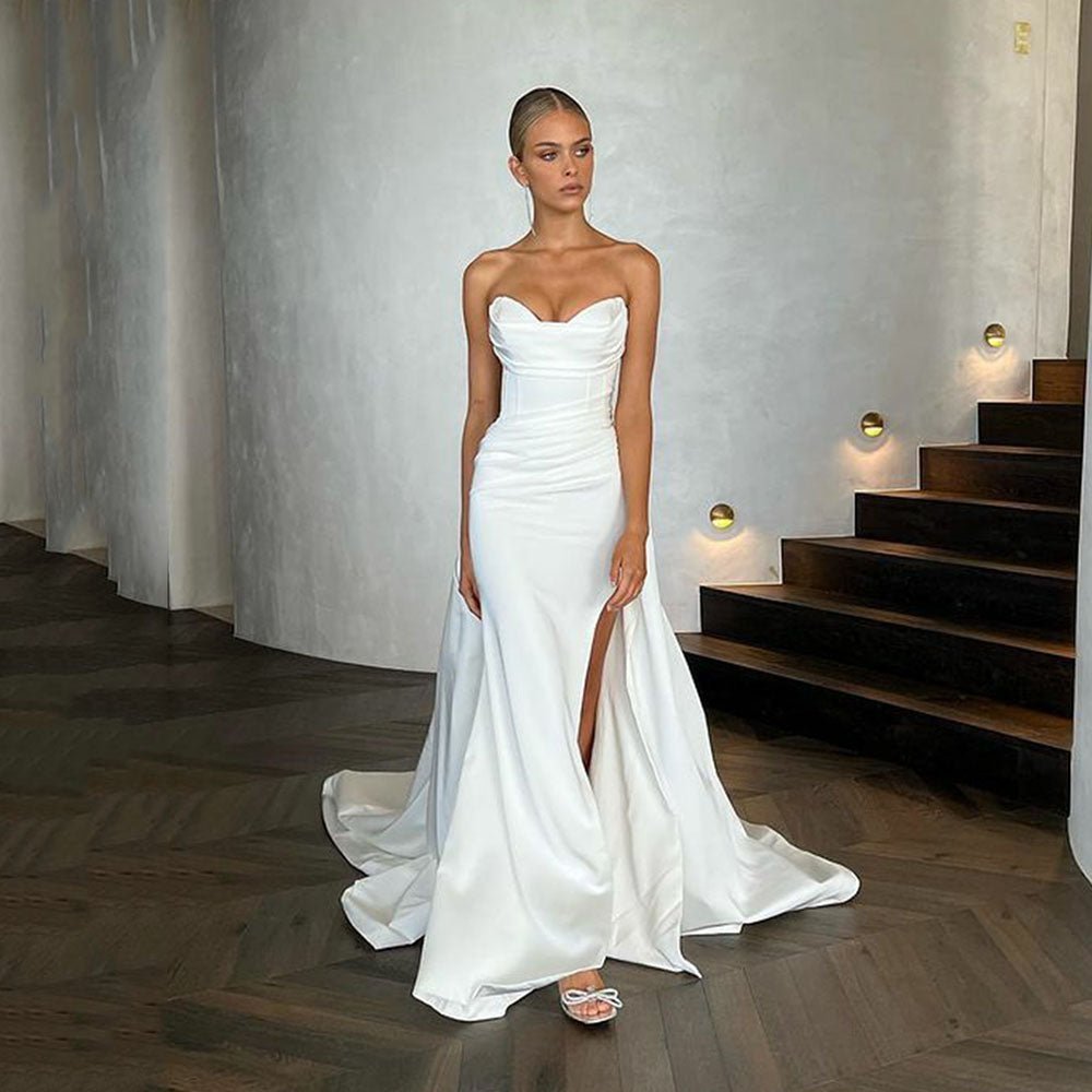 Fashionsarah.com Rent Modern Bridal Dress with Front Slit and Gown