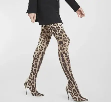 Women Leopard Stretch Fashion Boots | Fashionsarah.com