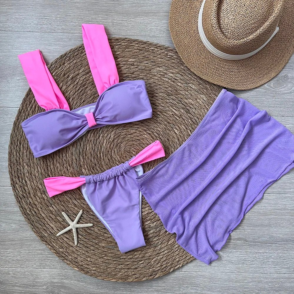 3 Pieces Bikini Set With Mini Skirt | Fashionsarah.com