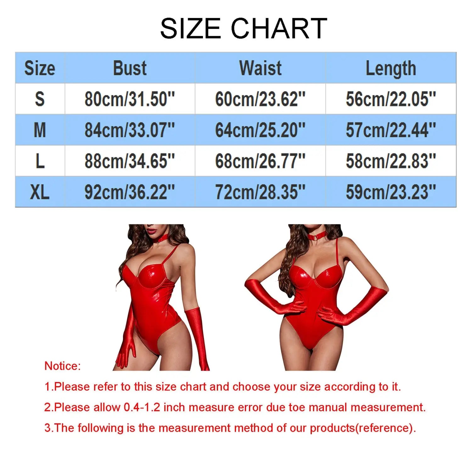 Pu Leather Bodysuits & Gloves Set
