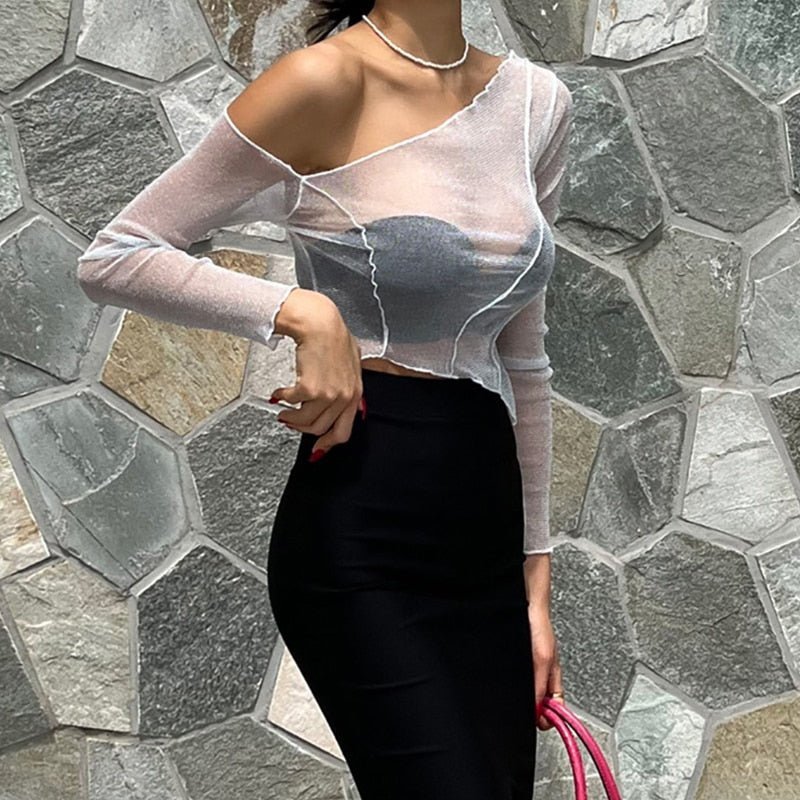 Women Mesh Slim Top | Fashionsarah.com