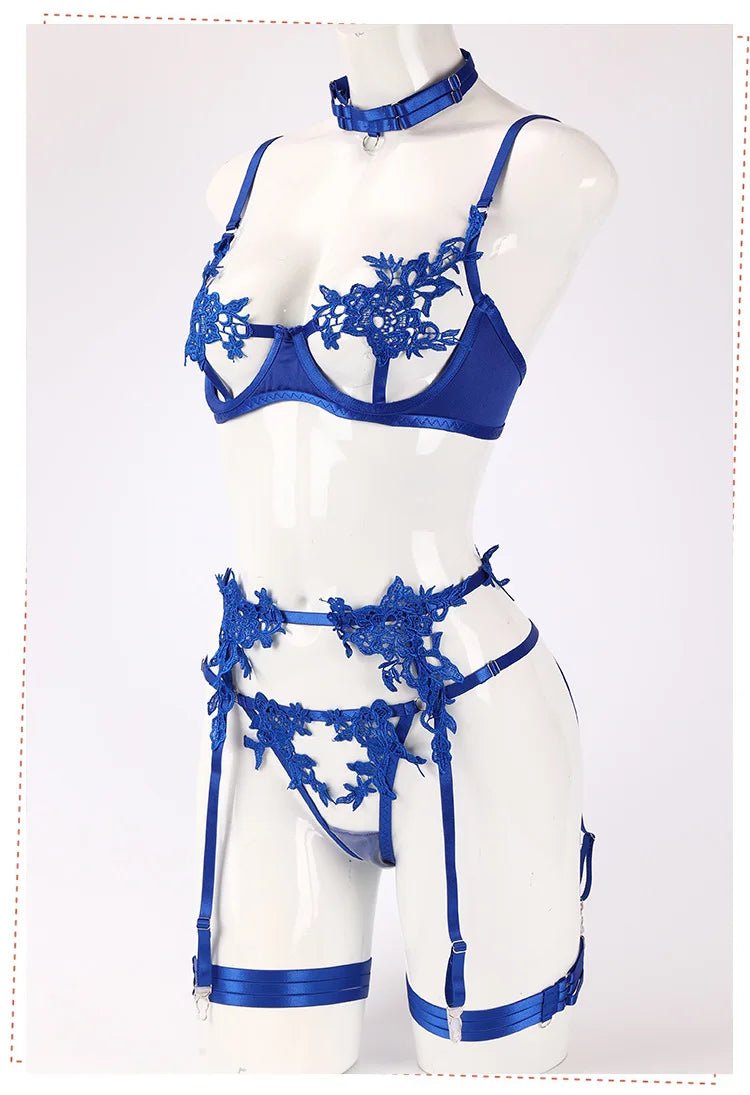 Cross Embroidery See-Through Lingerie Set | Fashionsarah.com