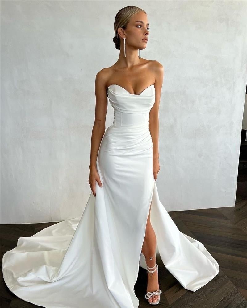 Fashionsarah.com Modern Bridal Dress with Front Slit and Gown