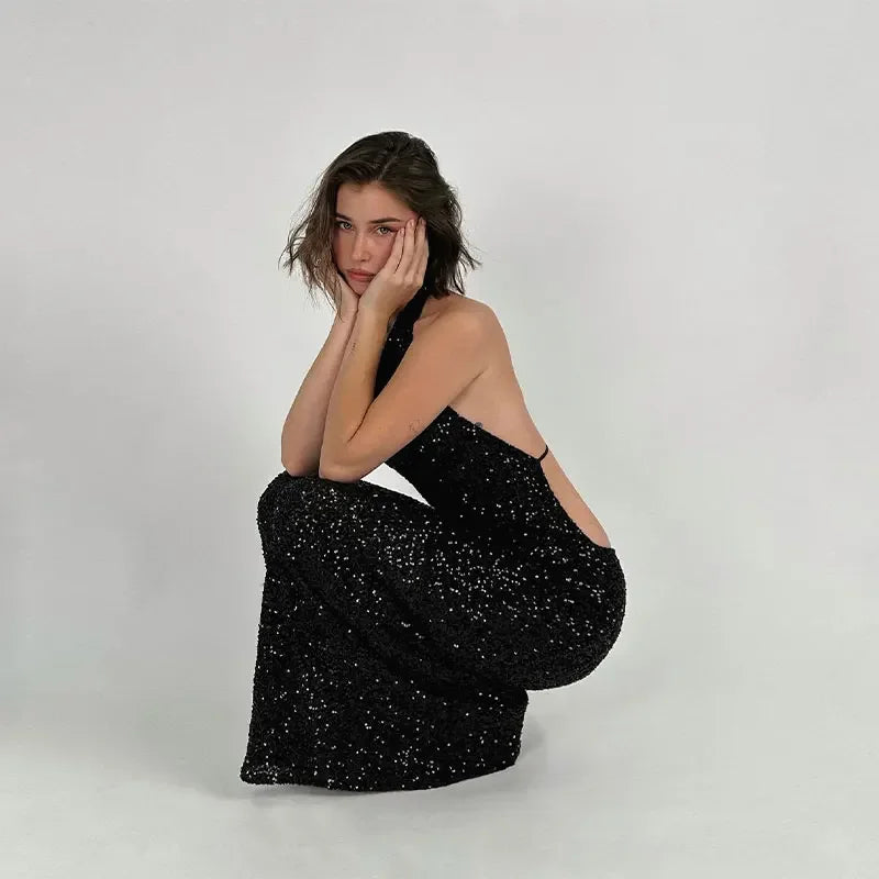 Shiny Sequin Backless Maxi Dress | Fashionsarah.com