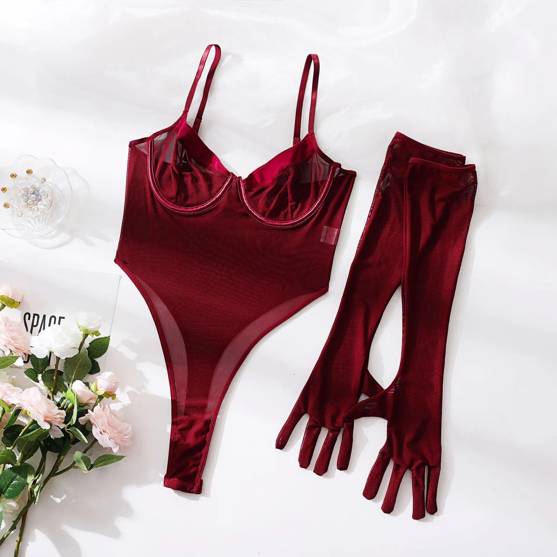 Mesh Bodysuit with match Gloves | Fashionsarah.com