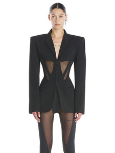 Black Blazer Or Wide Leg Pants Set | Fashionsarah.com