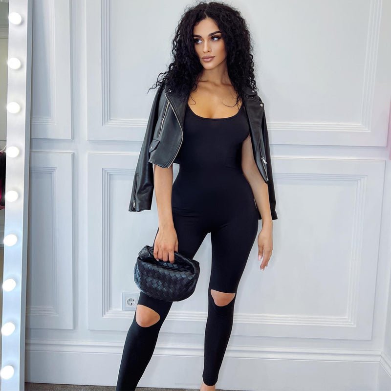 Fashionsarah.com Streetwear Black Jumpsuit