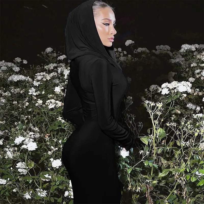 Hooded Long Sleeves Maxi Dress | Fashionsarah.com