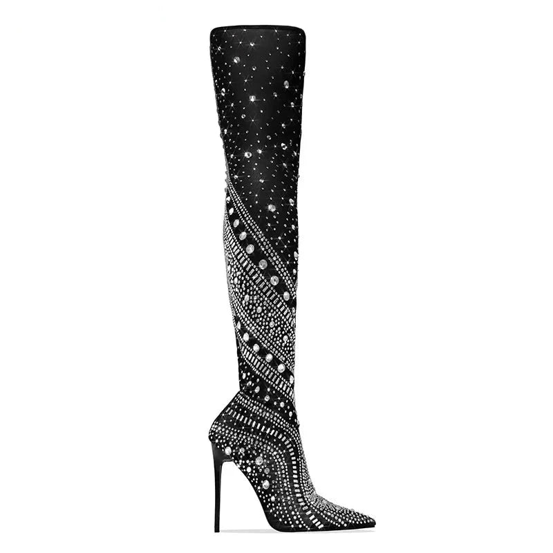 Crystal Embellished Sock Boots | Fashionsarah.com