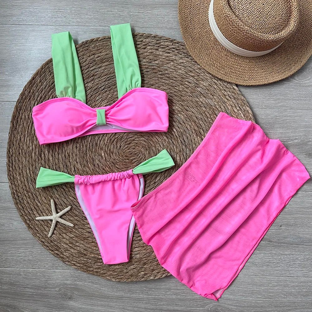 3 Pieces Bikini Set With Mini Skirt | Fashionsarah.com