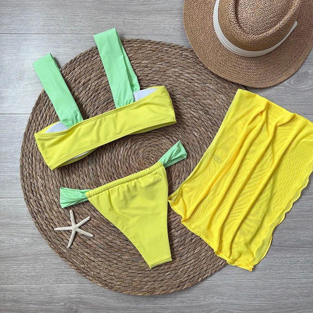 3 Pieces Bikini Set With Mini Skirt | Fashionsarah.com