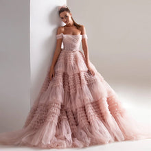 Load image into Gallery viewer, Rent Pink Off Shoulder Ruffles Wedding Dress | Fashionsarah.com