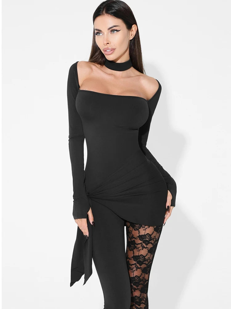 dress with lace leggings Joskaa Black Red Lace See Through 2 Pcs Set Fashion With Leggings Matc   Mega Mart Center