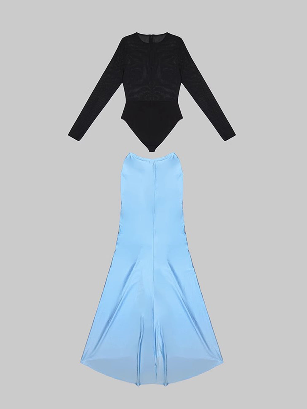 Long Sleeved Bodysuit+Floor Long Skirt 2 Piece Set | Fashionsarah.com