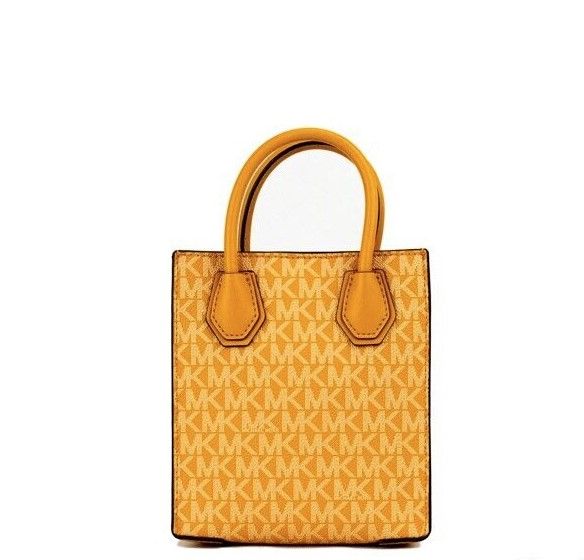 Fashionsarah.com Fashionsarah.com Michael Kors Mercer XS Honeycomb Gold Signature PVC North South Shopper Crossbody Bag