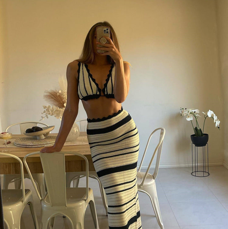 Striped Knitted Women's Beach Skirt