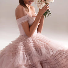 Load image into Gallery viewer, Pink Off Shoulder Ruffles Wedding Dress | Fashionsarah.com