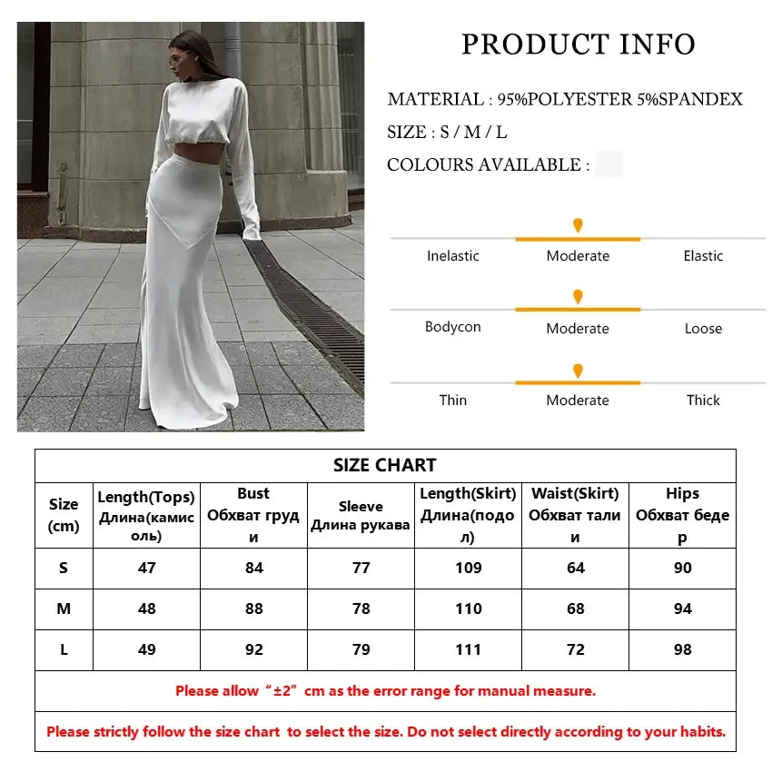 Crop Top With High Waist Long Skirt Set