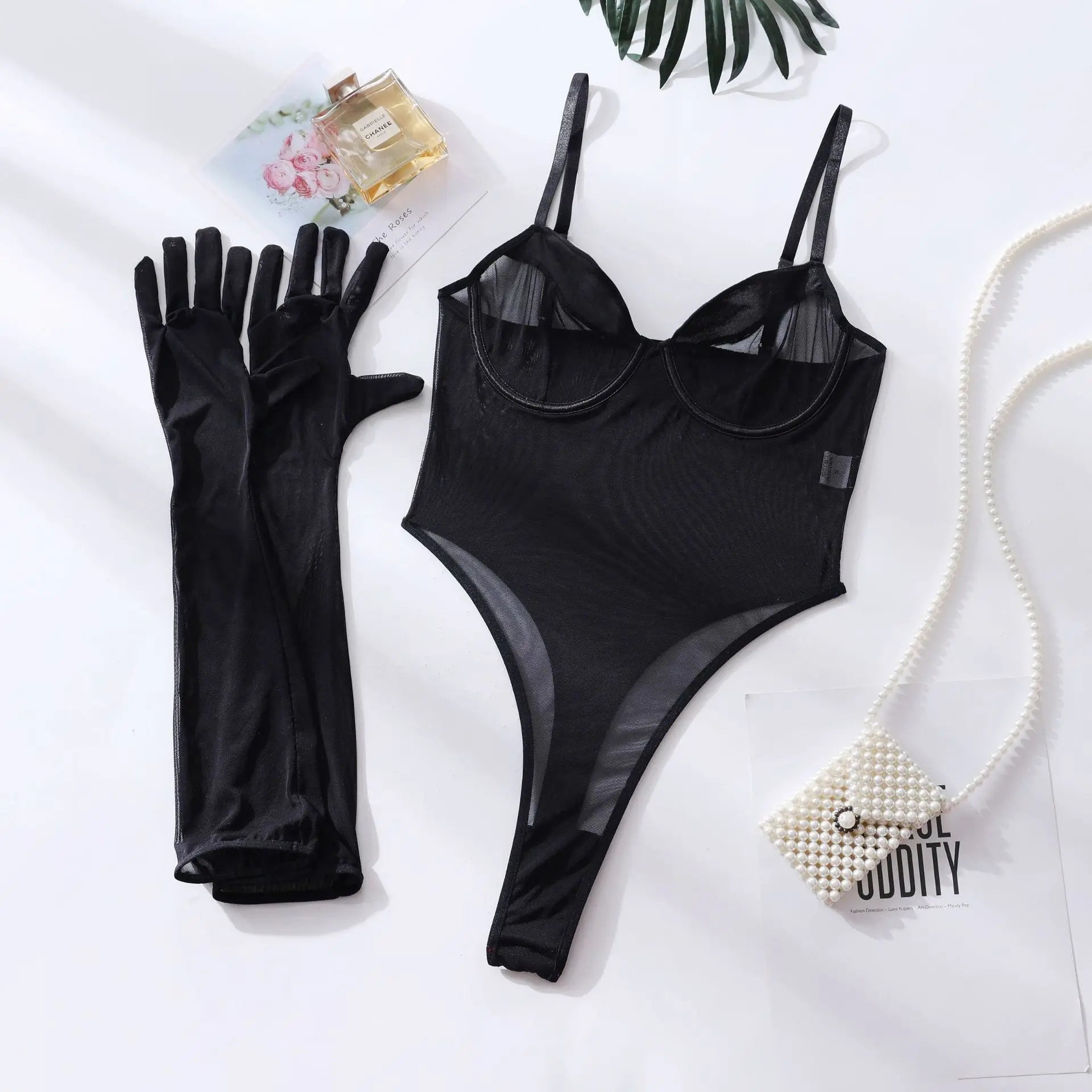 Mesh Bodysuit with match Gloves | Fashionsarah.com