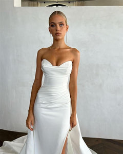 Modern Bridal Dress with Front Slit and Gown | Fashionsarah.com