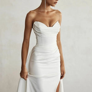 Modern Bridal Dress with Front Slit and Gown | Fashionsarah.com