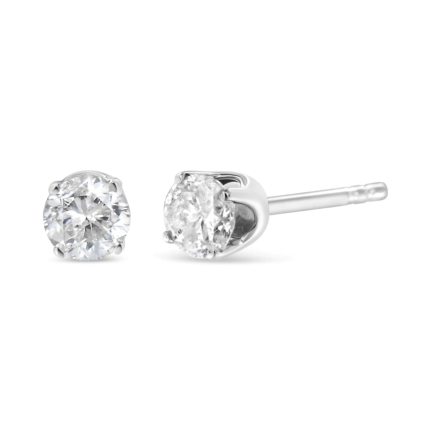 14K White Gold 5/8 Cttw Round Brilliant-Cut Lab Grown Diamond Classic 4-Prong Push back Stud Earrings (F-G Color, VS1-VS2 Clarity) | Fashionsarah.com