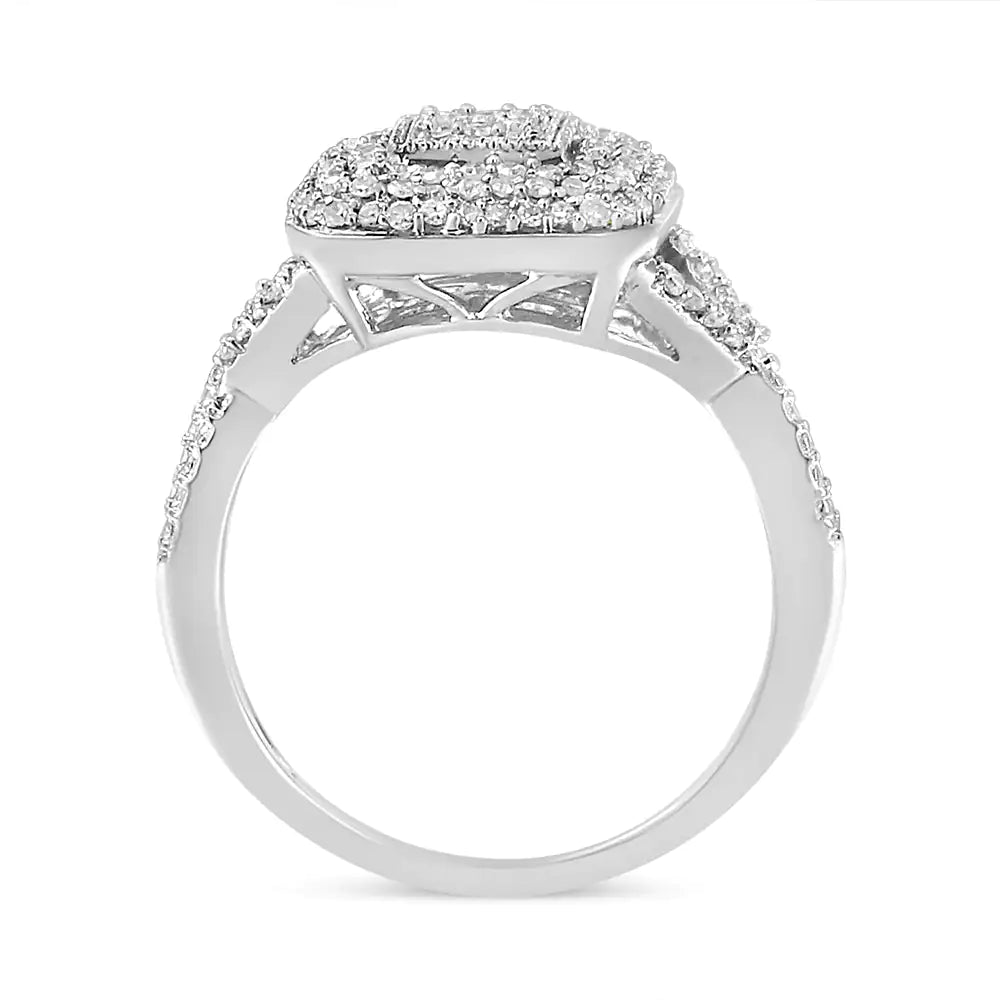 .925 Sterling Silver 1/2 Cttw Round-Cut Diamond Cluster Cushion Ring (I-J , I1-I2) | Fashionsarah.com