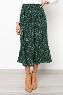 Women's Elastic High Waist Pleated Midi Skirt | Fashionsarah.com