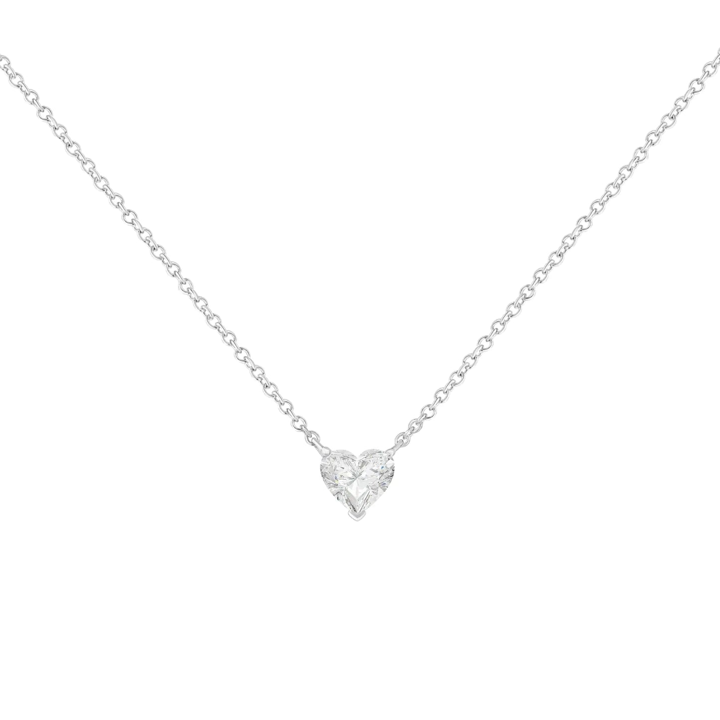 14k White Gold 1/4 Cttw Lab Grown Heart Shape Diamond Solitaire 18" Pendant Necklace (E-F Color, SI1-SI2 Clarity) | Fashionsarah.com