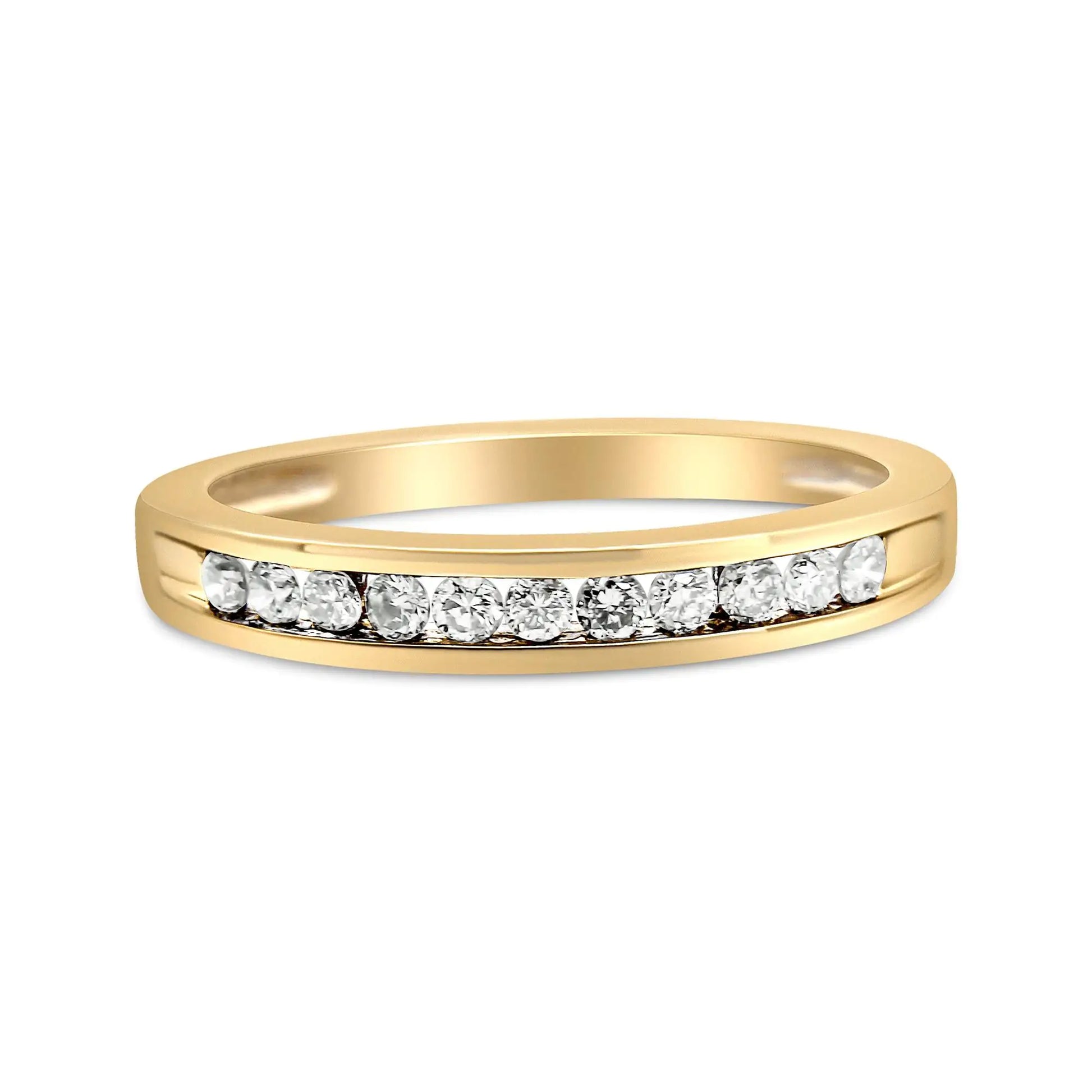 IGI Certified 1/4 Cttw Diamond 10K Yellow Gold Channel Set Band Style Ring (J-K Color, I2-I3 Clarity) | Fashionsarah.com