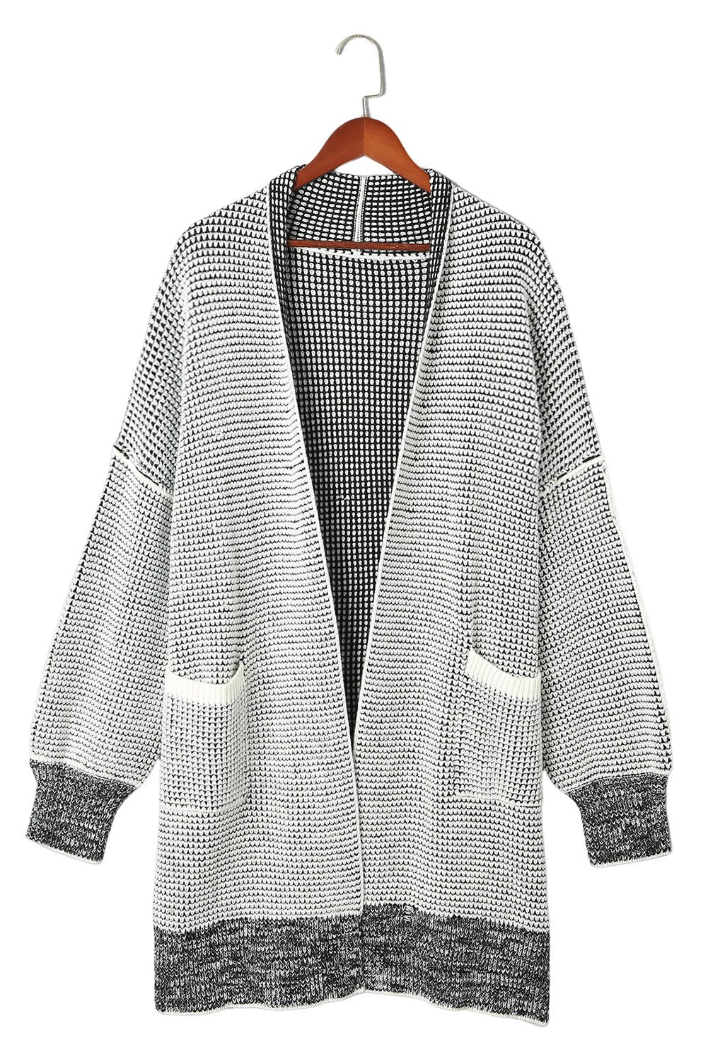Fashionsarah.com Gray Textured Knit Pocketed Duster Cardigan