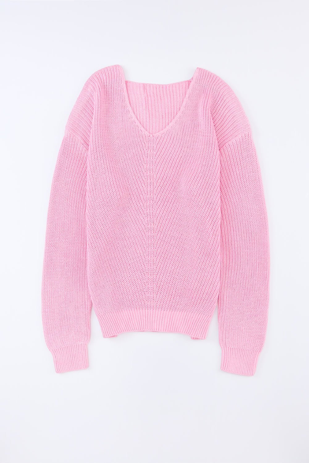 Pink V Neck Women Sweatshirt | Fashionsarah.com