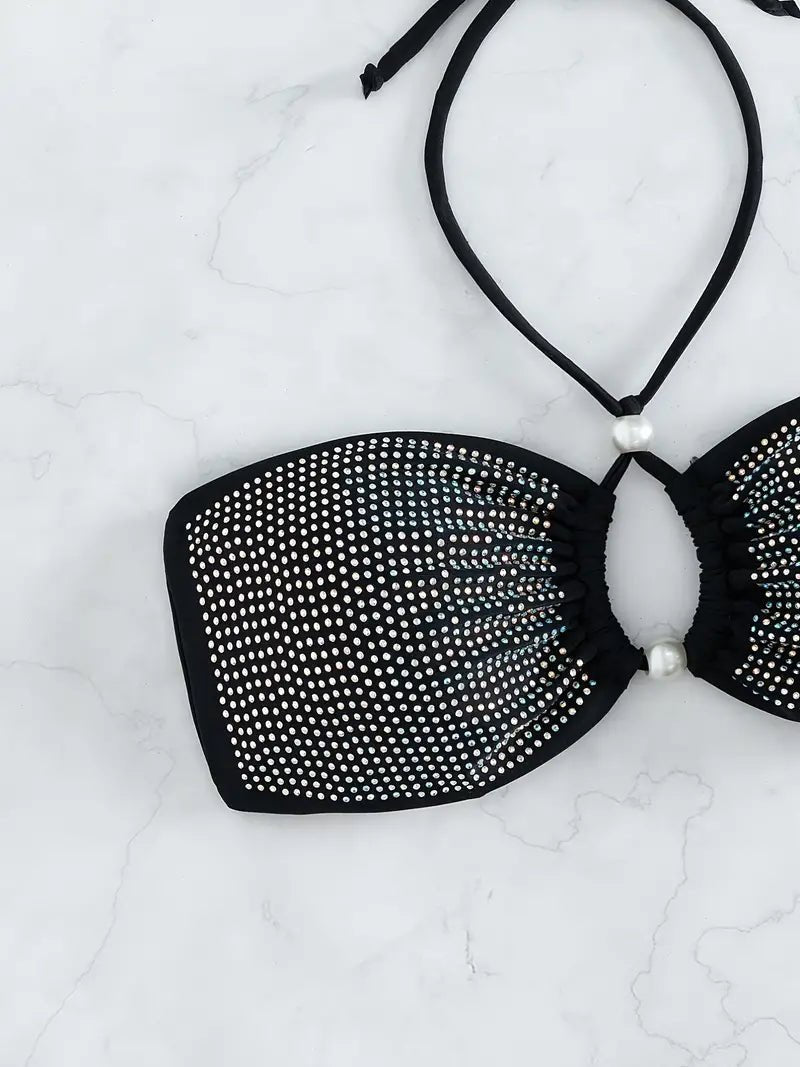 Rhinestone Halter Bikini Top | Fashionsarah.com