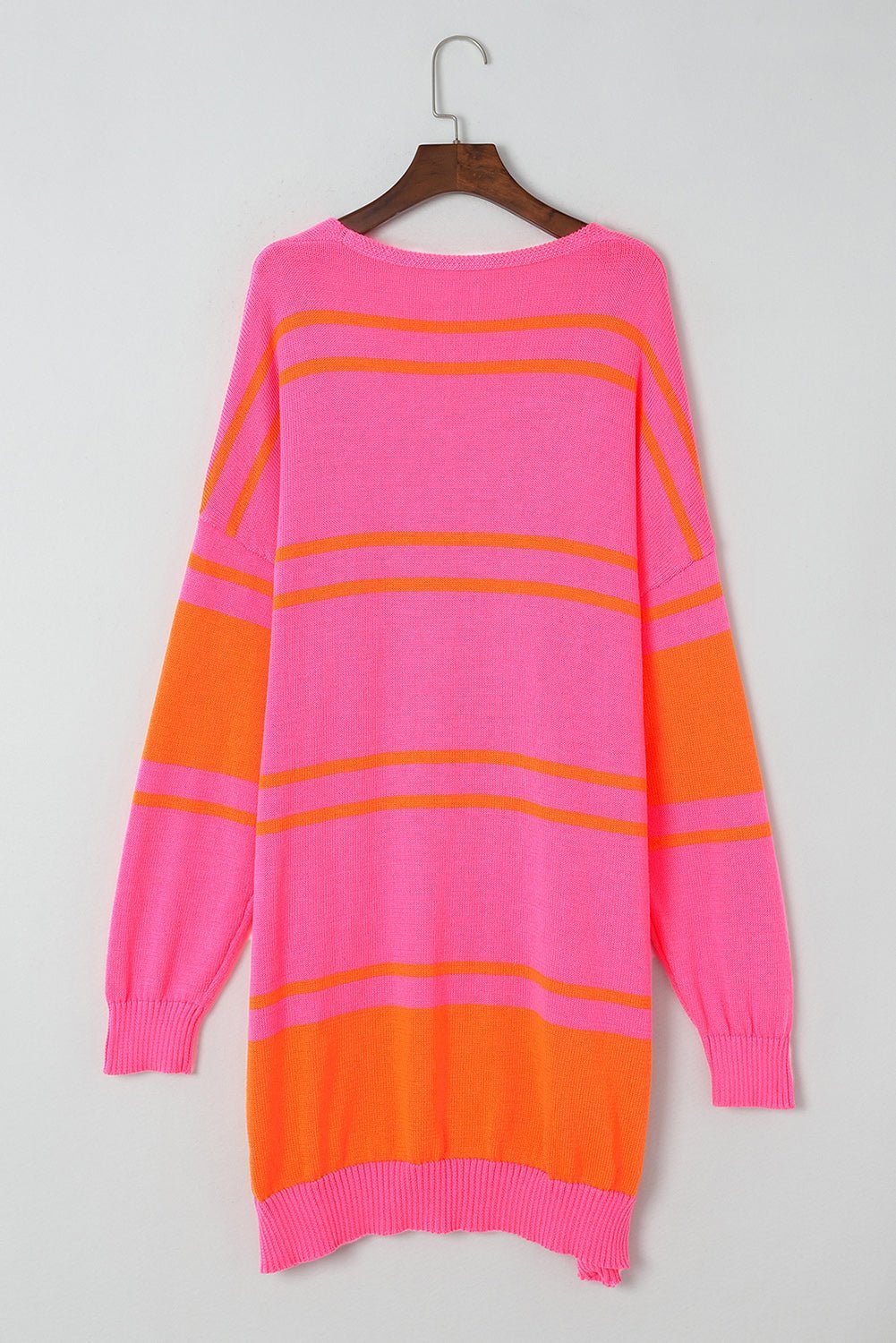 Fashionsarah.com Multicolor Striped Long Sleeve Ribbed Trim Button Cardigan