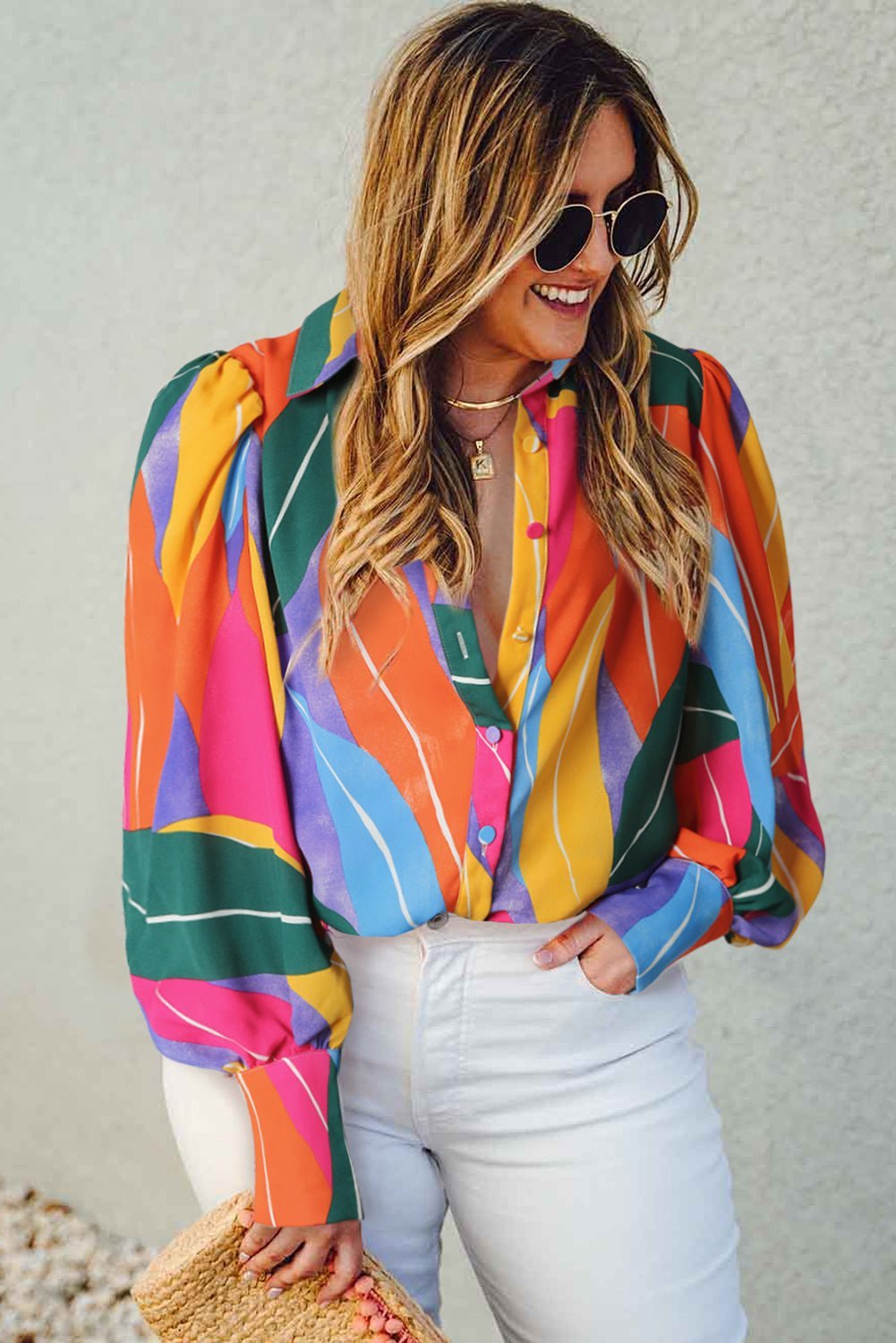 Stripes Lantern Sleeve Shirts | Fashionsarah.com