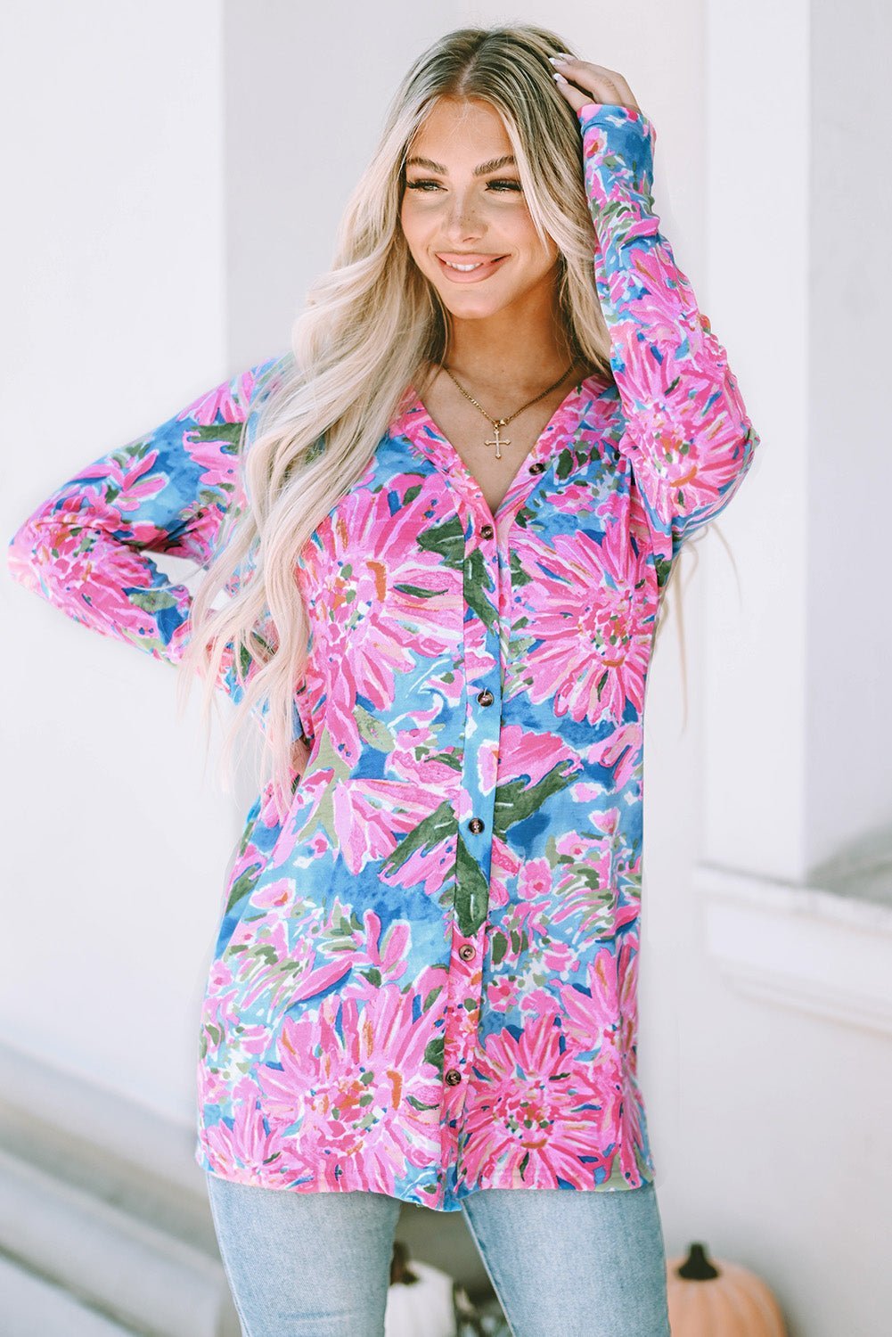 Floral Buttoned Sheath Shirts | Fashionsarah.com